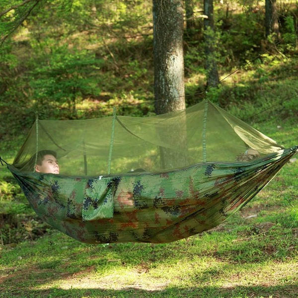 3-i-1 Äventyrsset för Utomhusbruk, Andningsbart Myggnät & Multifunktionell Tältpresenning, Lättviktig och Enkel Montering för Camping Vandring Fiske (Kamouflage)