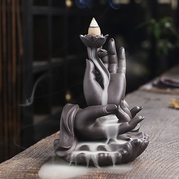 Buddha hånd foss røkelse brennere røyk foss moderat størrelse tilbakeløp røkelse holder for soverom studier kontorer