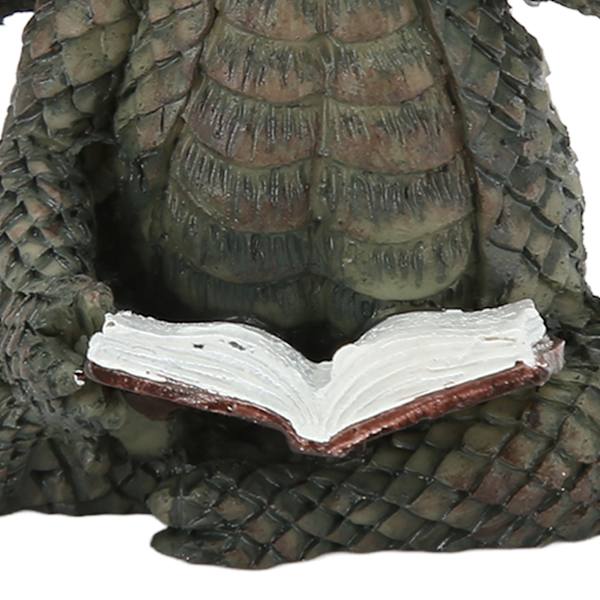 Baby Dragon Läser Bok Staty Vattentät Vacker Hållbar Harts Drakskulptur för Trädgård Vägg Kontor