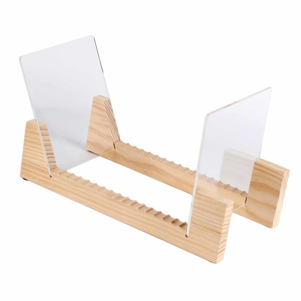 Vinylplateoppbevaringsholderstativstativ i tre, CD-stativ med stabelbar moderne CD-holder, plateoppbevaringshylle for visning av 7-12 tommers vinylplater