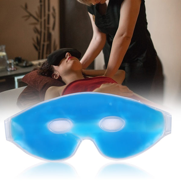 Bærbar kølende gel is øjenpleje maske afslappende lindring sove børns pandebånd med ispose blå