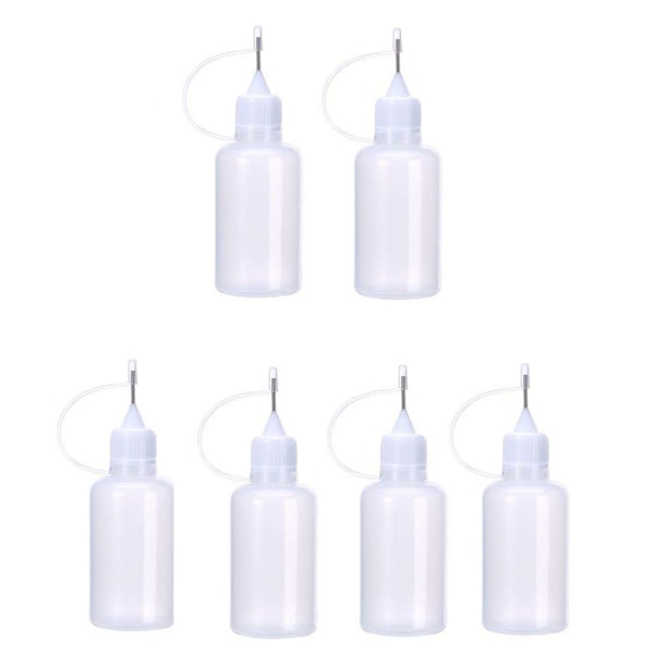6 st 30 ml nålspets limflaska DIY papper konst quilling verktyg flaska nålflaska applikator