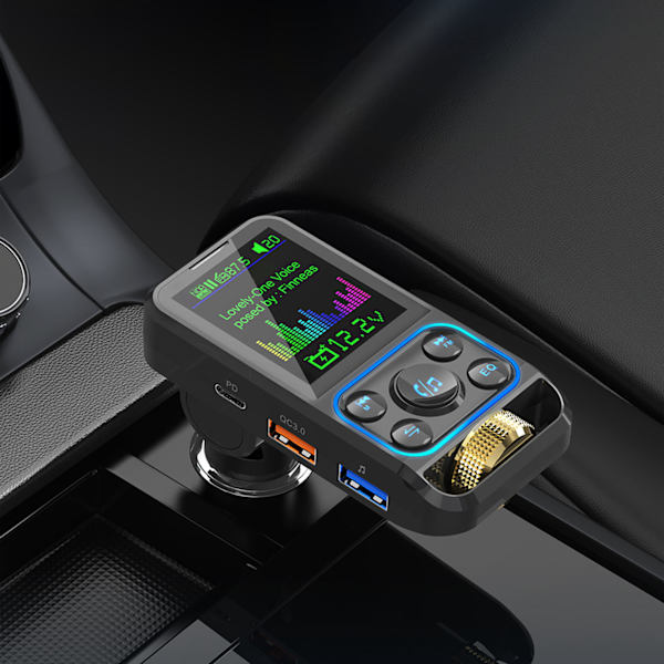 Bluetooth FM -lähetin 12V-24V Hands Free -puhelu Bluetooth -autonlaturin sovitin Tukee PD30W QC18W Pikalataus Type 1