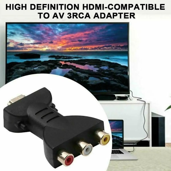Högupplöst HDMI till RCA-adapter, Analog signalöverföring Guldpläterat gränssnitt för hemmabiosystem, Full HD-stöd Koppar plus Plast