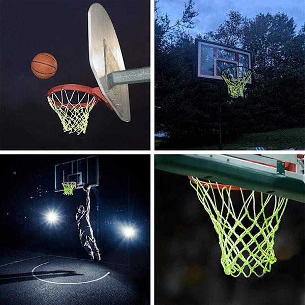 Basketnät som lyser i mörkret, nattljus korg nät Heavy Duty ersättning utomhus lysande tjock solenergi alla väder bärbar standardstorlek
