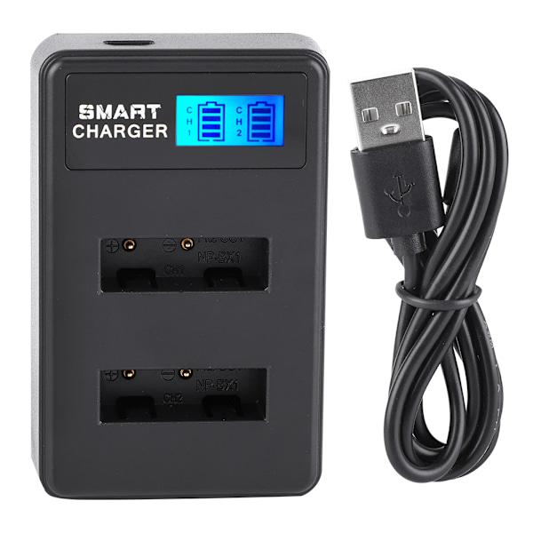 Kannettava matkustus ulkoilma USB-lataus LCD kaksoispaikka laturi NP-BX1 akulle musta