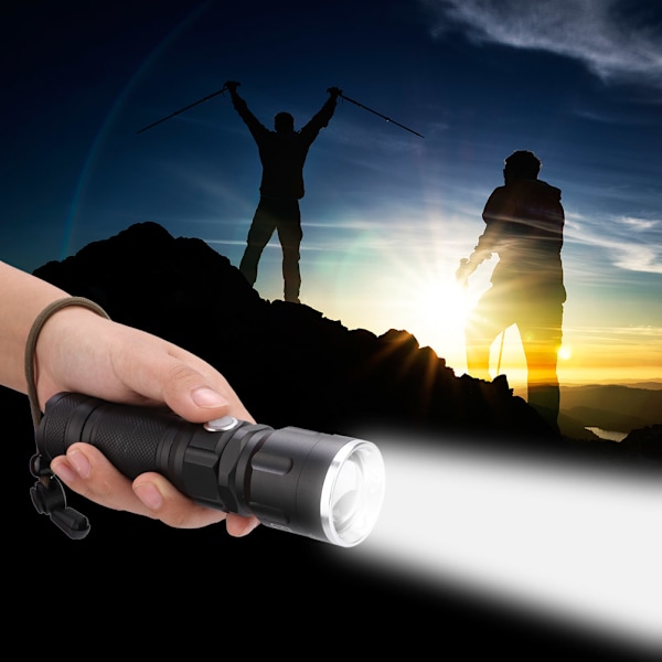 USB-laddningsbar utomhus LED-ficklampa teleskopisk zoom vattentät T