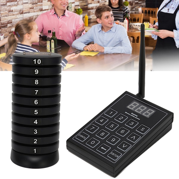 Restaurangpersonsökare 1 för 10 Väntande Buzzers Trådlöst Anropssystem för Food Truck Café 100‑240V AU-kontakt