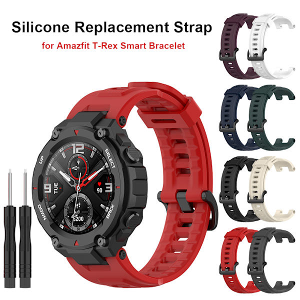 Silikonersättningsband för Amazfit T Rex Smartwatch Mjukt andningsbart armband Installationsverktyg