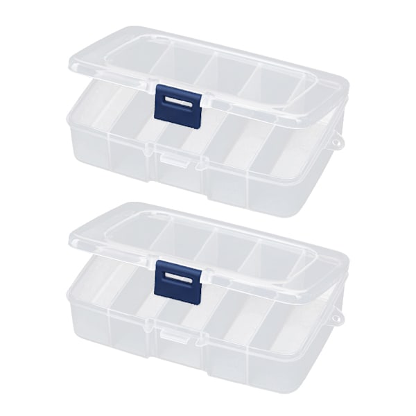 Genomskinlig förvaringslåda i plast, kosmetiska verktyg, sminkverktyg, fiskeredskap, tillbehör (2-pack)