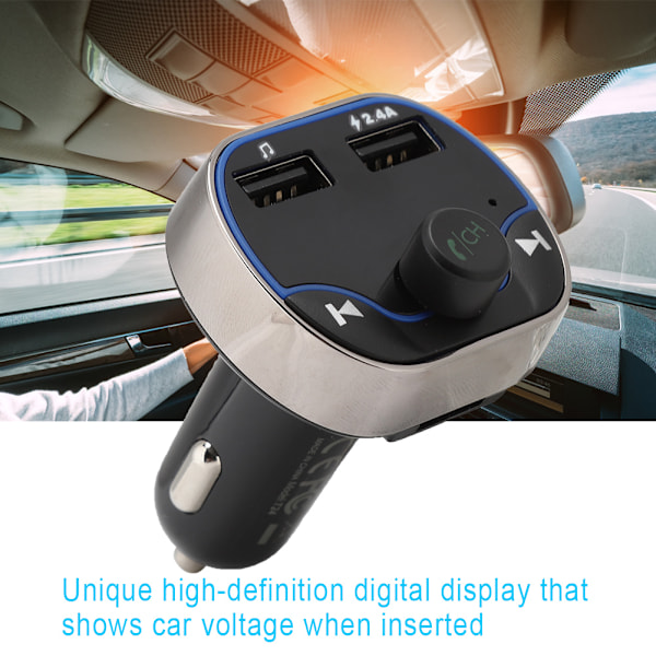 T24 FM-lähetin Langaton Handsfree Auton Bluetooth MP3-soitin Digitaalinen Näyttö 2 USB-laturia