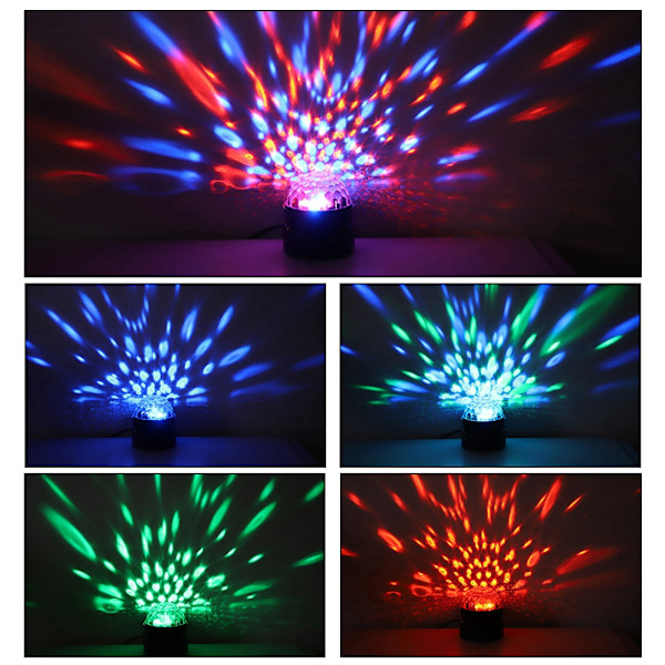 5V 9W RGB LED Mini roterbar ljudkontroll USB scenljus för P