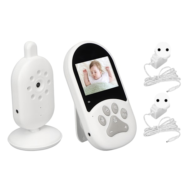 Videobabyalarm med kamera 2,4 tommer 2-vejs stemmeintercom infrarød nattesyn WiFi babyovervågningsenhed 100‑240V EU-stik