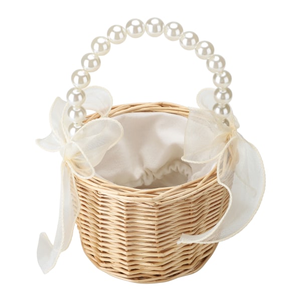 Bryllupsceremoni Ringpude Blomsterkurv Bærbar Burlap Bowknot Vintage Bryllupskurv