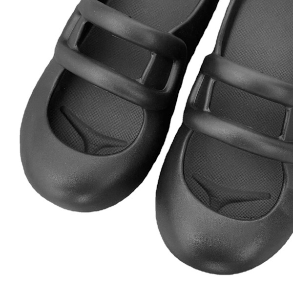 Damtofflor med stängd tå Mjuka Flexibla Enfärgade EVA Rund Huvud Tjock Sula Dam Plattform Sandaler Svart 38-39