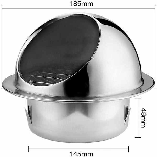 Skyddande fint nät, speciellt halvklotformat skydd för väderbeständighet, rostfria takfotsventiler, ventilationsskydd, hållbart 304 rostfritt stål