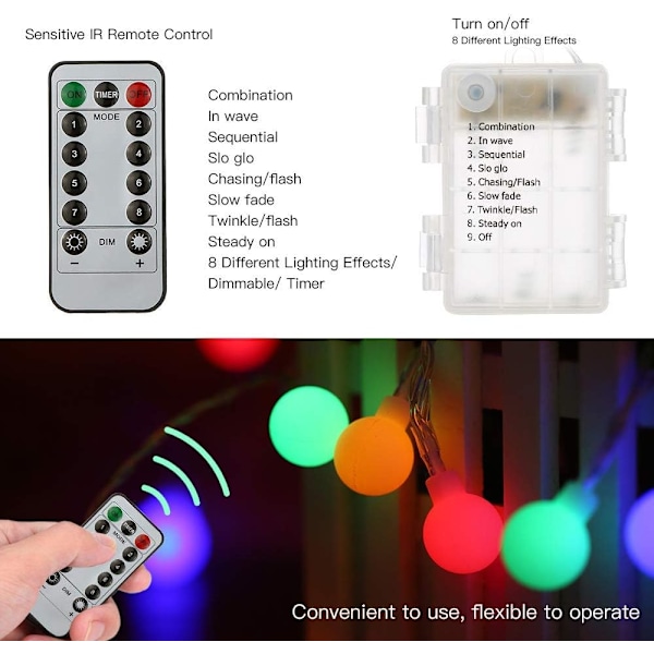 Färgskiftande Ljusslinga, Kopplingsbara Globljusslingor med Flerfärgade Alternativ för Inomhus- och Utomhusdekorationer, Robust Vattentät Design,