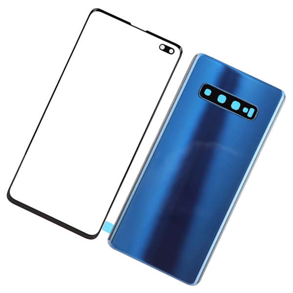 Samsung S10+Plus -puhelimen takalasin kansi ja ulompi lasipaneelin vaihto (sininen)