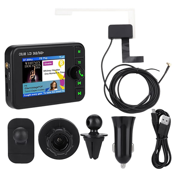 2,4 tommers farge LCD DAB-bilradio 170-240 MHz DAB/87,5-108 MHz FM-bilradio