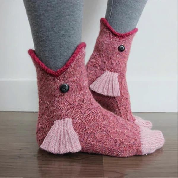 Julstickade krokodilsockor Djurstrumpa Unisex Nyhet Vinter Varm Present