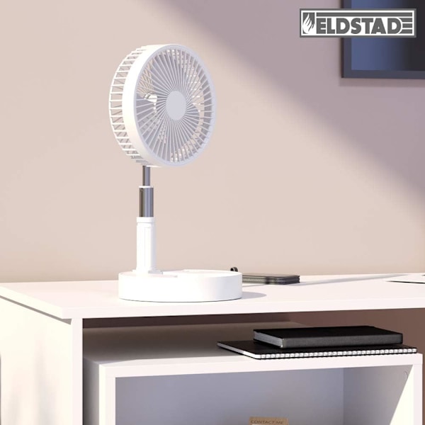 Justerbar Höjd Hopfällbar Fläkt, Portabel Trådlös Kylkompis för Hemmakontor, 3D Luftcirkulation, 4 Hastigheter, Säker Design, 15 Meter Vind