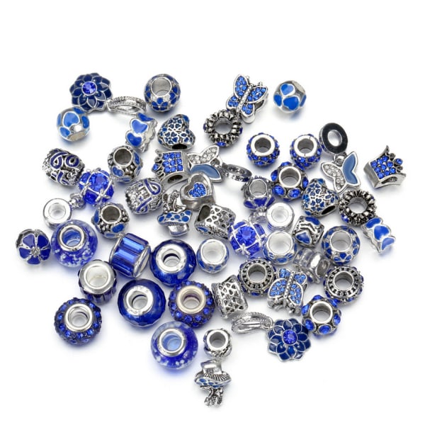50 stycken European Large Hole Spacer Beads Sortiment Berlock B