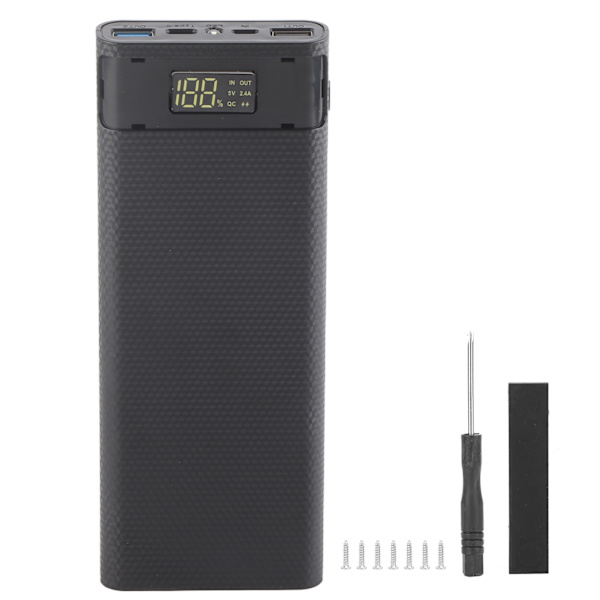 Hurtig opladning version 8x18650 Power Bank Case USB DIY Kit Shell Batteriholder OpladningsboksSort