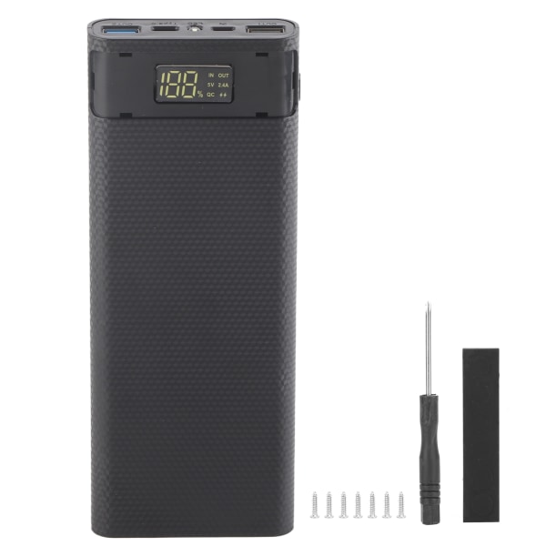 Snabbladdningsversion 8x18650 Power Bank Case USB DIY Kit Skal Batterihållare LaddningsboxSvart