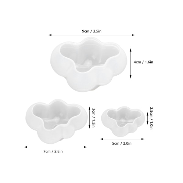 3 stk. skyer forme silikoneform nem at afforme deformationsmodstand skyer epoxyharpiksforme DIY kager chokolader