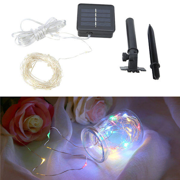 5m 50 LED solenergi-drivna ljusslingor utomhusfestdekoration koppartrådsljusslingor lampa