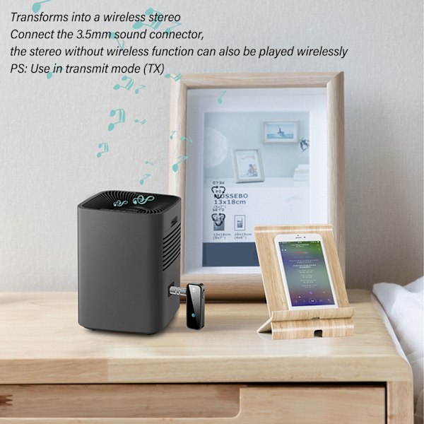 Bluetooth-ääniadapteri Monitoiminen Plug and Play HiFi Häviötön ääni 3,5 mm AUX-portti Bluetooth 5.0 -sovitin Vastaanotin