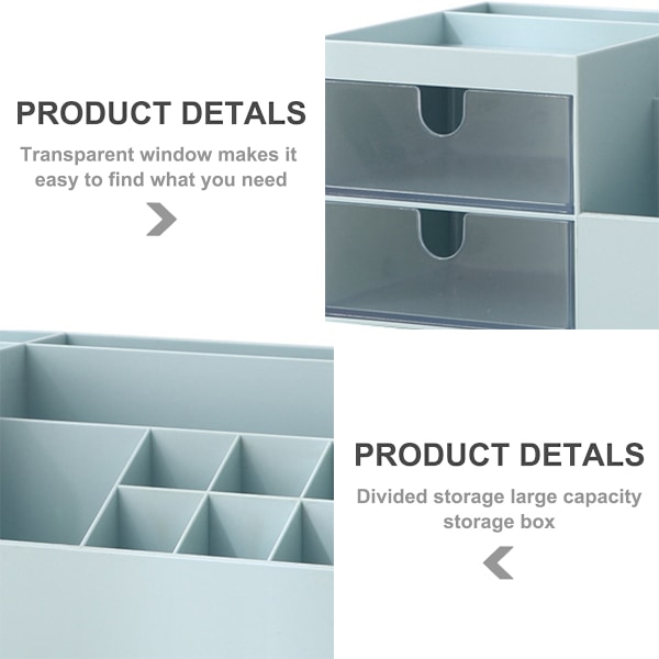 Kosmetisk/Makeup Vanity Organizer Box, Mini Skrivebordsopbevaring til Kontorartikler, Badeværelsesdisk eller Kommode, 24*12*9cm