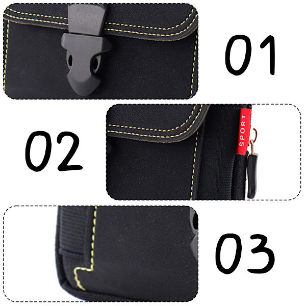 Kanvas matkapuhelinlaukku vyöllä vaakasuora matkapuhelinkotelo monitoiminen crossbody-laukku miehille