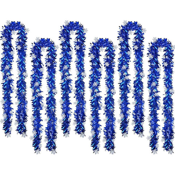 6 kappaletta joulukoristetta, ripustettava tinsel-nauha, tinsel-nauha