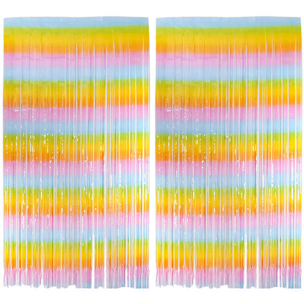 2pack regnbågsfolie fransad gardinbakgrundsvägg för birt Orange blue gradient
