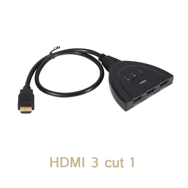 Svart 3-porters HDMI Multi Display Auto Switch Hub Box Splitter 1080P HD TV-adapter