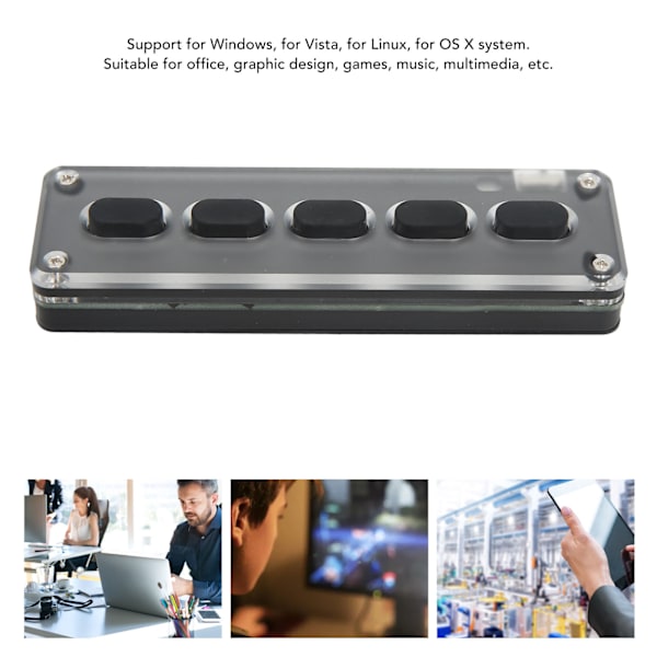 Mini 5-tasters tastatur Bluetooth trådløs USB kablet dobbel modus demp mute snarvei multifunksjon for PC datamaskin skrivebord