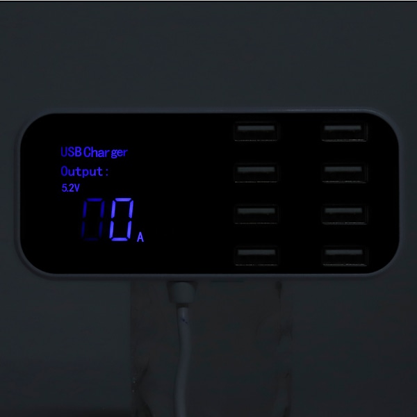 Ultrathin USB-biltelefonlader med 8 porter, direkte lading fra sigarettenneren
