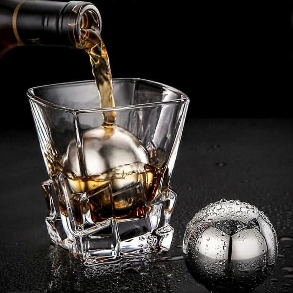 GETIT Isbiter i rustfritt stål kompatible med vin og whiskykjøling, sølvfarget, trygge og rustfrie