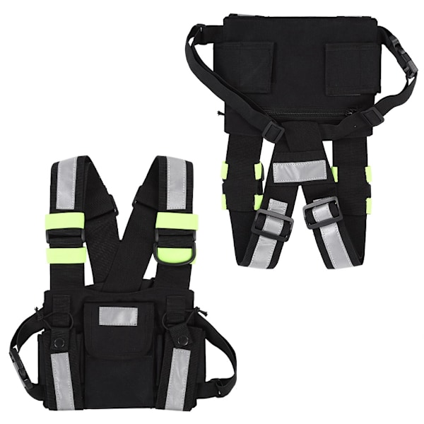 Gul Reflekterende TYT Radio Taktisk Sele Front Pack Vest Bryst Taske Pung Til Walkie Talkie