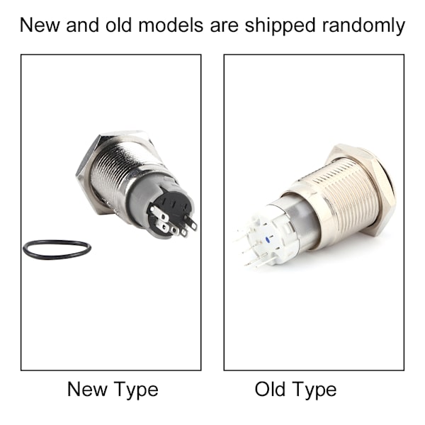 16mm 1NO 1NC Forbindelse Metal LED tænd/sluk-kontakt Selvlåsende trykknap 12V