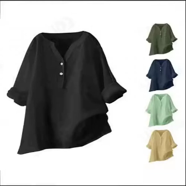 Dam Sommar Gypsy Baggy Tunika Toppar Skjorta Långärmad Blus Plus Size Vit XXXXL