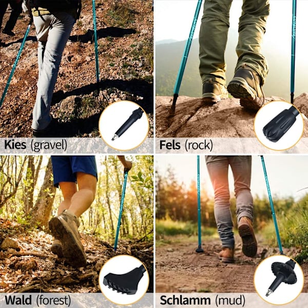 2 stk. Trekking stave - Sammenklappelige vandrestave - Aluminium Allo