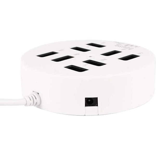 USB 8 Portars Box Multi Dataöverföring USB 2.0 Hub Rund Form Multi-Port Splitter Laddare Adapter Ersättning med LED för USB-enheter, Telefon, USB White