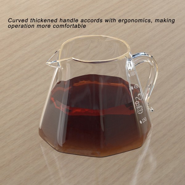 Kaffeälskares Dröm, Kaffeserver i Borosilikatglas, Mikrovågsugns- och Diskmaskinssäker, Värmebeständigt Glas, Elegant Design med Åttakantig Kopp För