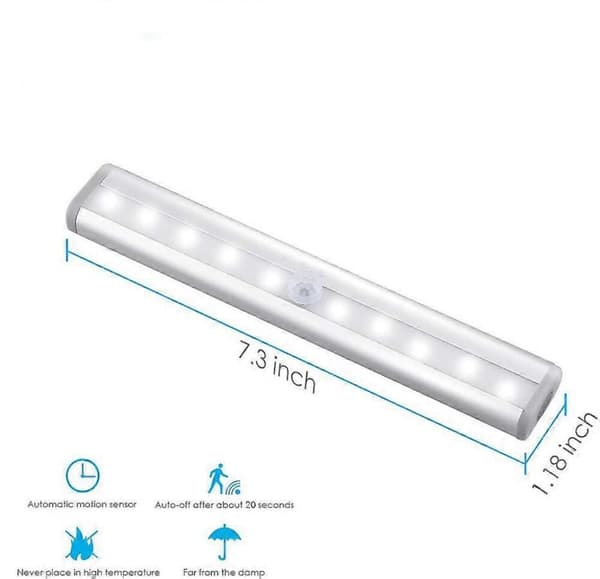 Rörelsesensorlampa inomhus, 10 LED Rörelsesensor Garderobslampor