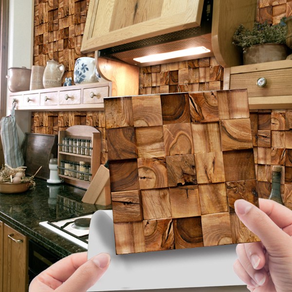 Skrell og lim fliser 20 ark  Vanntett backsplash for kjøkkenfliser klistremerker selvklebende gulvfliser PVC veggfliser DIY flisdekaler