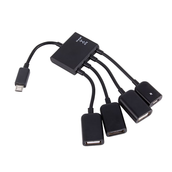 4-portars Micro USB-värd OTG-hubadapterkabel för Android-surfplatta och smartphone