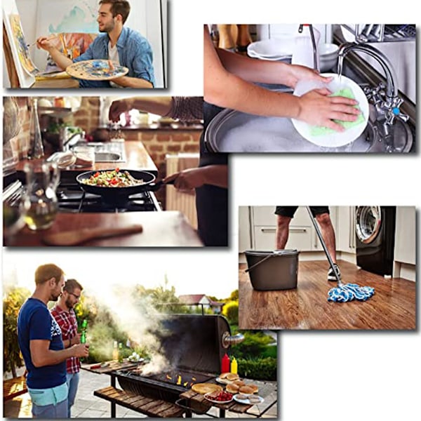 Bomullslinforkle for kvinner med lommer, kryssryggforkle, kjoleforkle for baking og matlaging