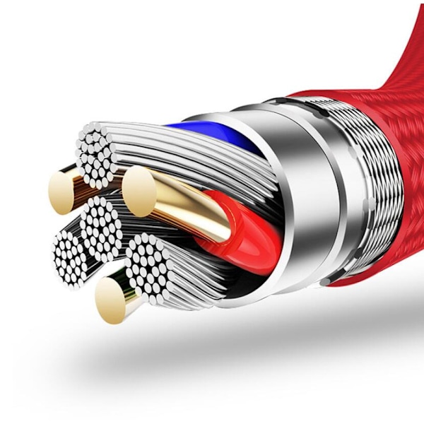 3-i-1 Multifunktionelt Opladerkabel til iOS, Android og Type-c Red